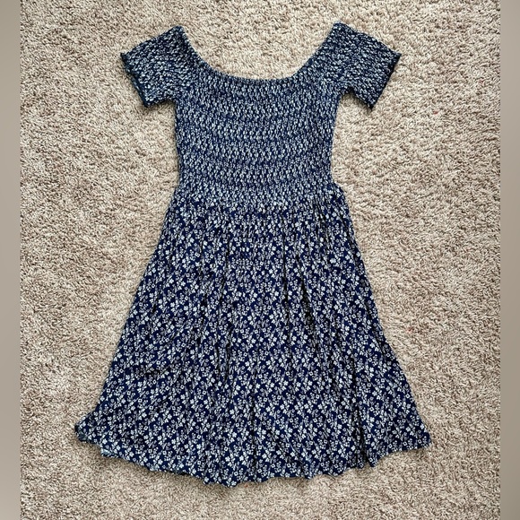 Lulus In The Rhythm Navy Blue Floral Print Off-The-Shoulder Mini Dress - Picture 5 of 11